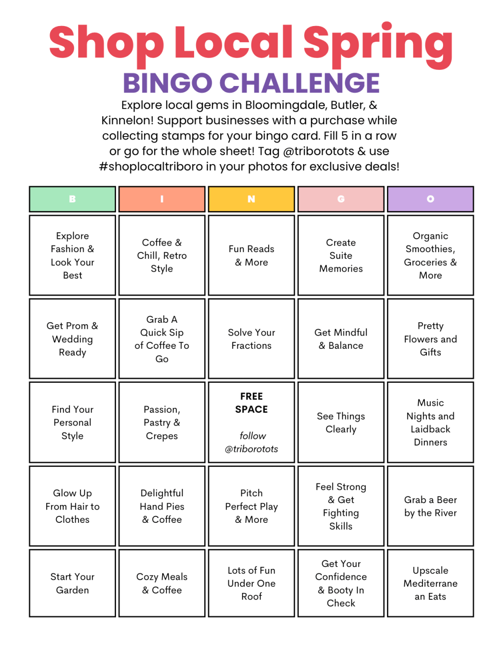 Shop Local Bingo Challenge