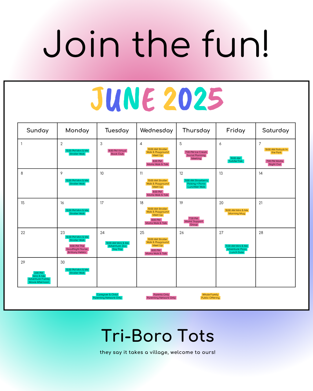 Join the fun! June Calendar